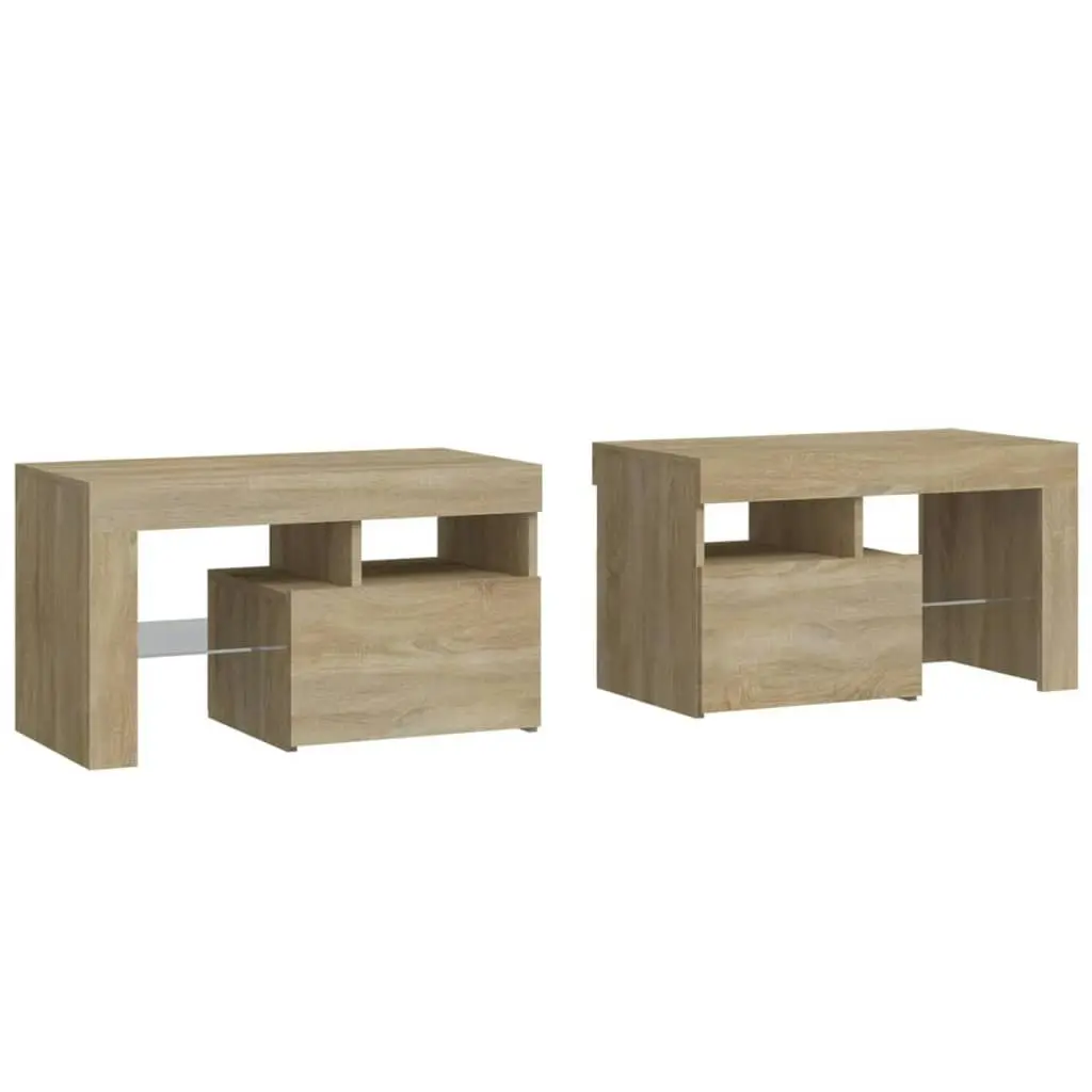 Bedside Cabinets 2 pcs with LED Lights Sonoma Oak 70x36.5x40 cm 3152772