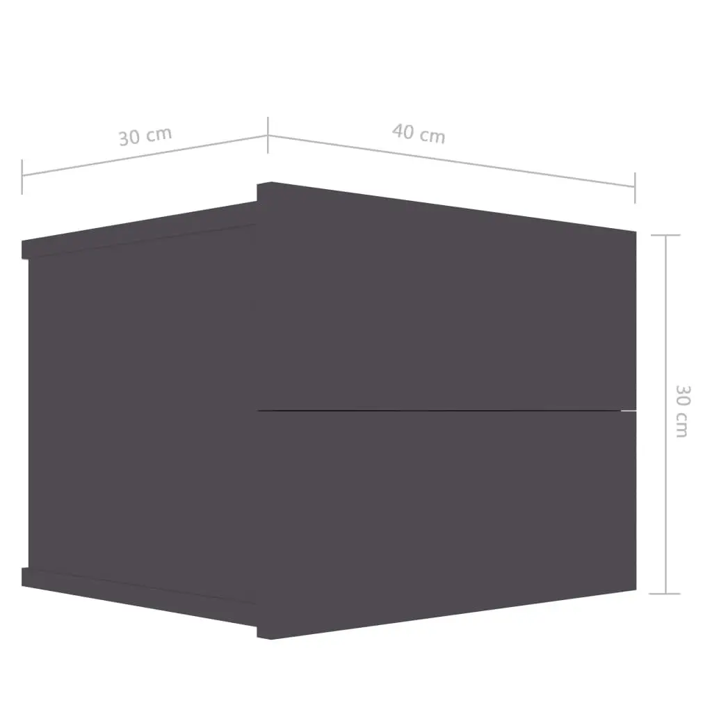 Bedside Cabinets 2 pcs Grey 40x30x30 cm Engineered Wood 801058