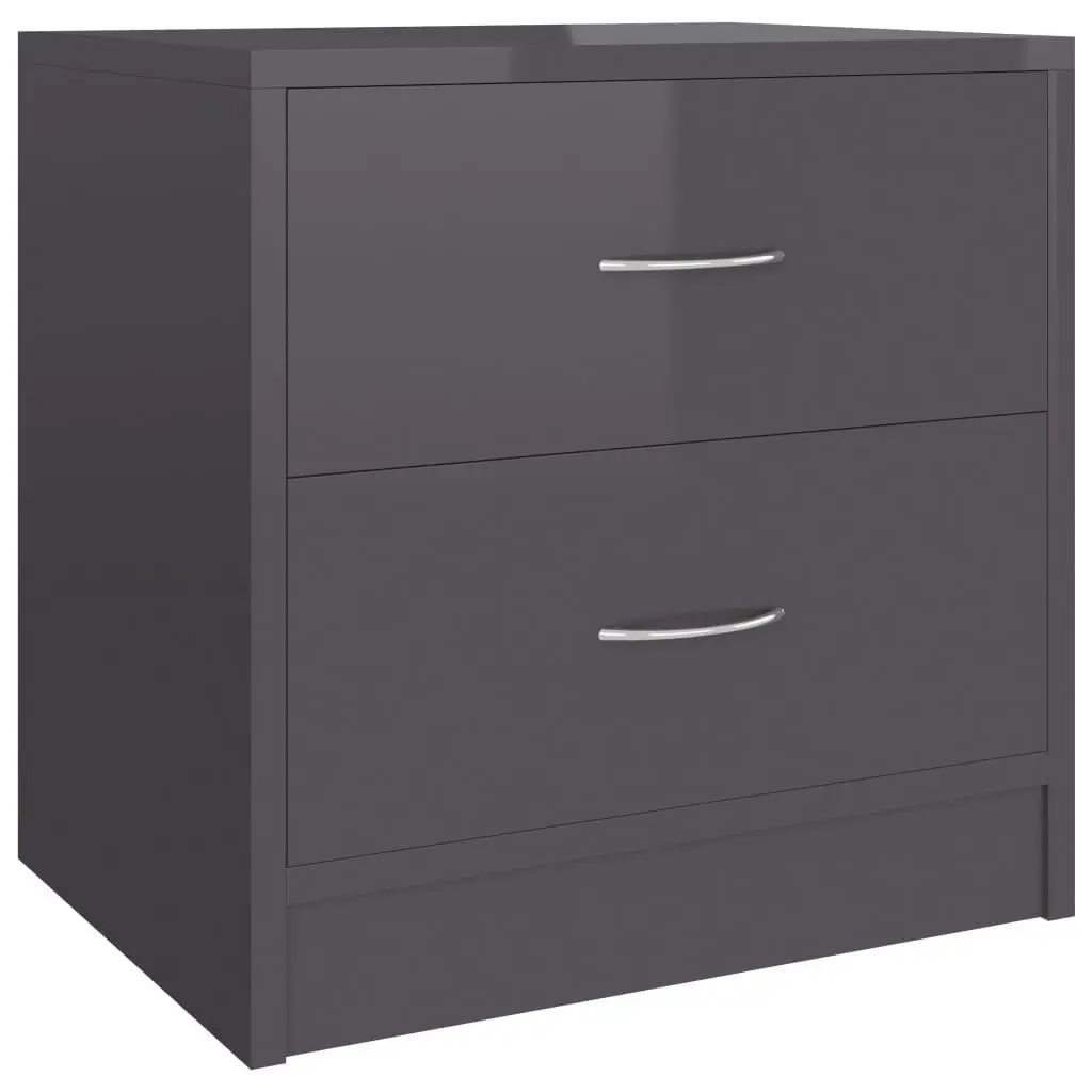 Bedside Cabinets 2 pcs High Gloss Grey 40x30x40 cm Engineered Wood 801052