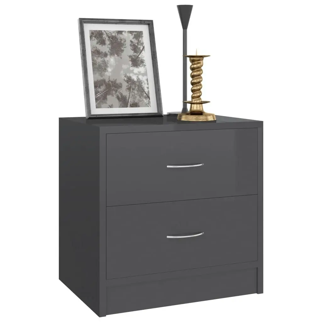 Bedside Cabinets 2 pcs High Gloss Grey 40x30x40 cm Engineered Wood 801052