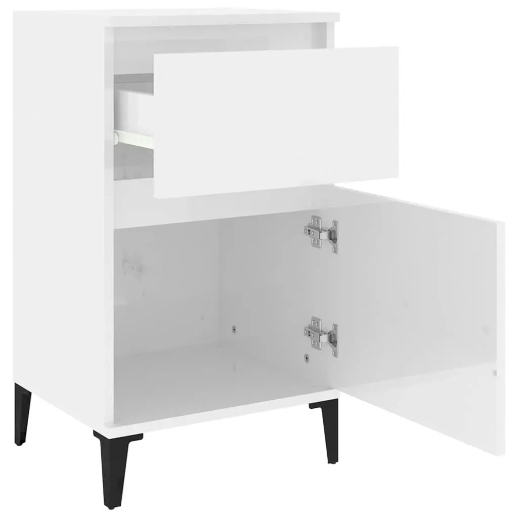 Bedside Cabinets 2 pcs High Gloss White 40x35x70 cm 819713