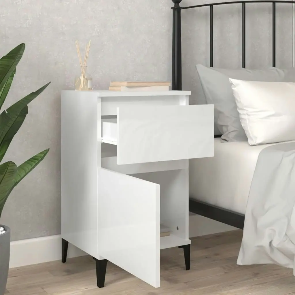 Bedside Cabinets 2 pcs High Gloss White 40x35x70 cm 819713