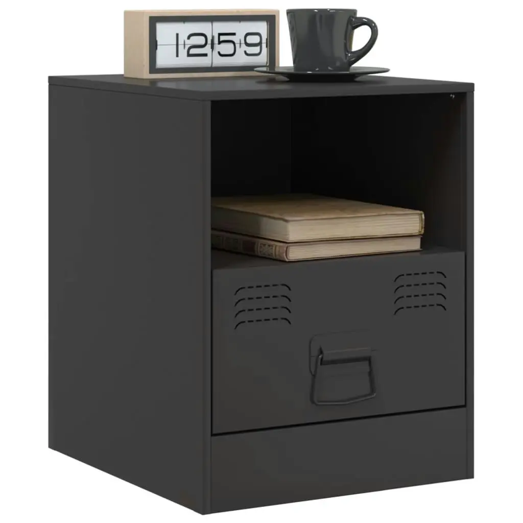 Bedside Cabinets 2pcs Black 34.5x39x44 cm Steel 841752