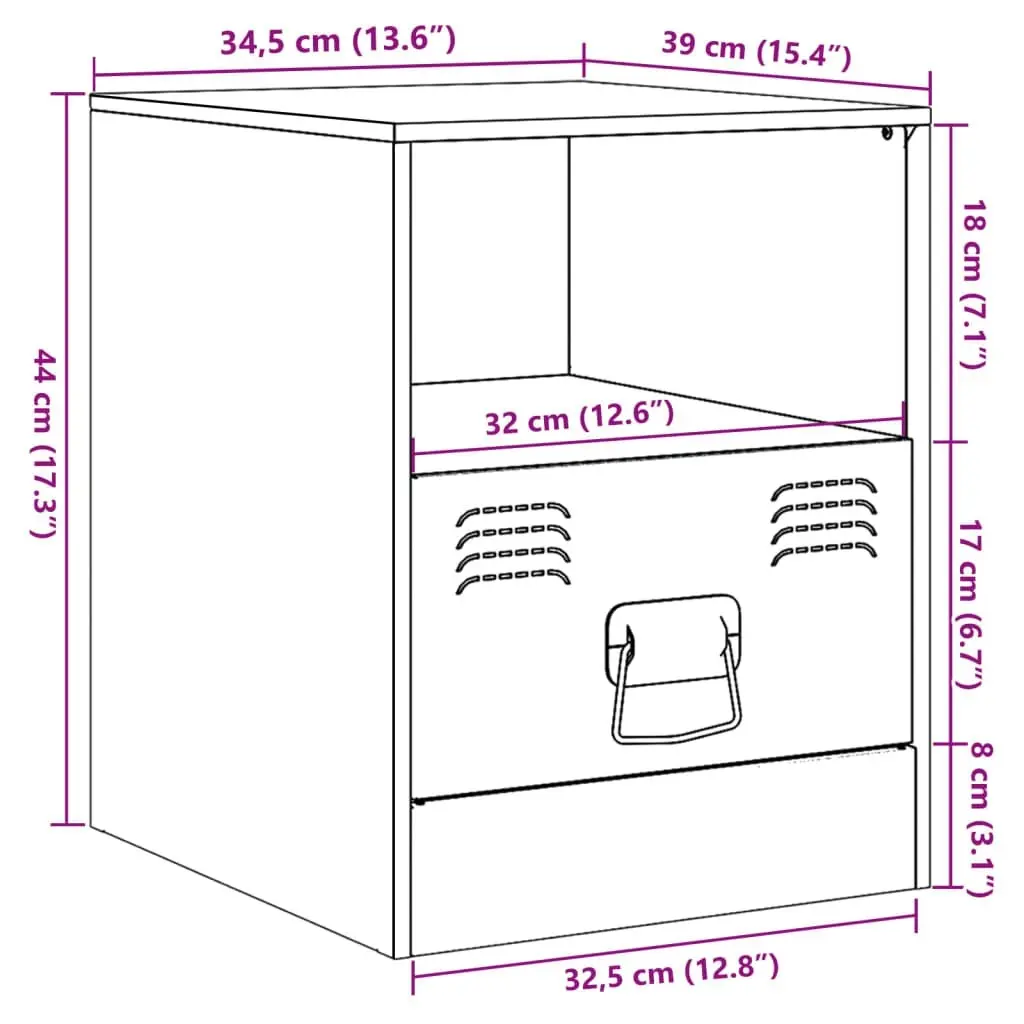 Bedside Cabinets 2pcs Black 34.5x39x44 cm Steel 841752