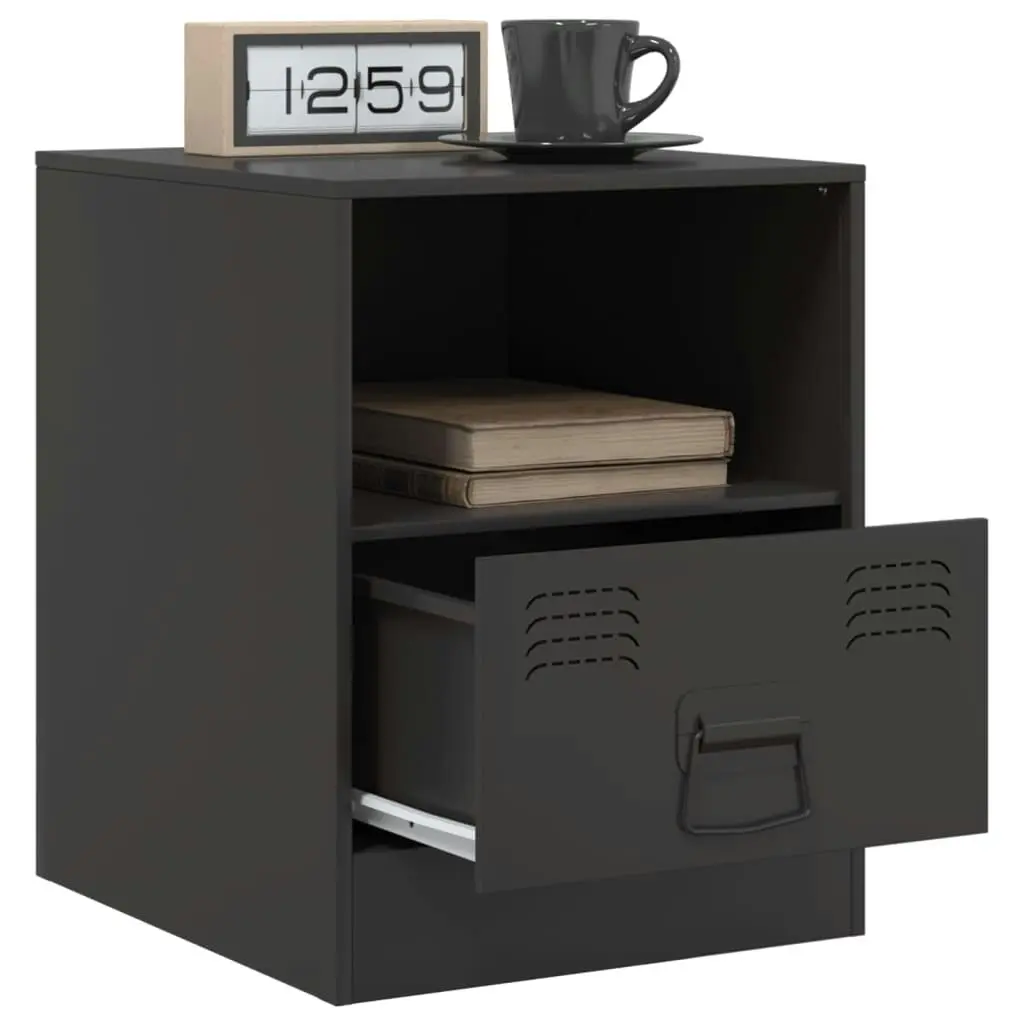 Bedside Cabinets 2pcs Black 34.5x39x44 cm Steel 841752