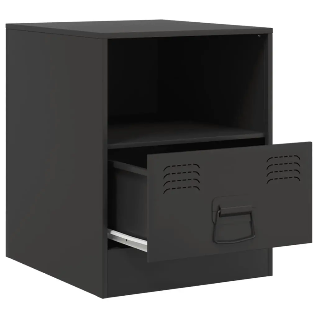 Bedside Cabinets 2pcs Black 34.5x39x44 cm Steel 841752