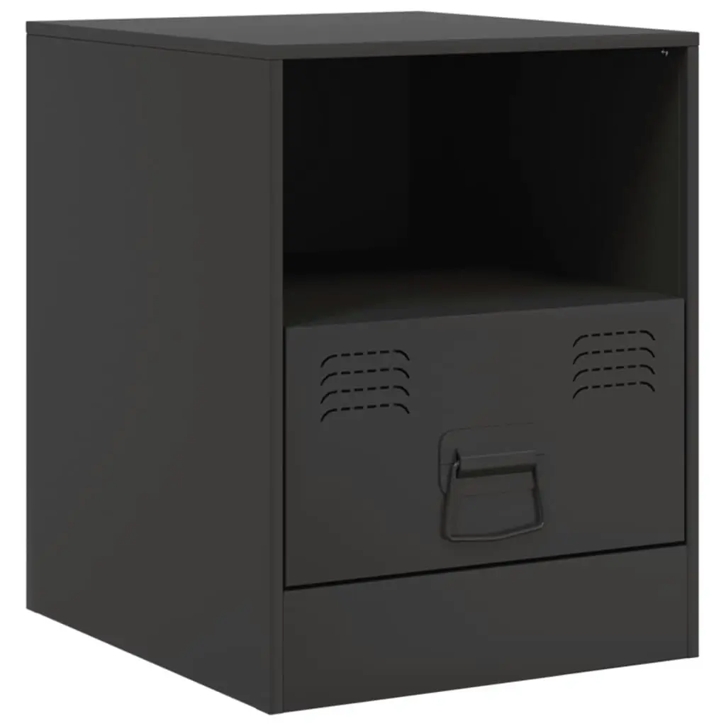 Bedside Cabinets 2pcs Black 34.5x39x44 cm Steel 841752