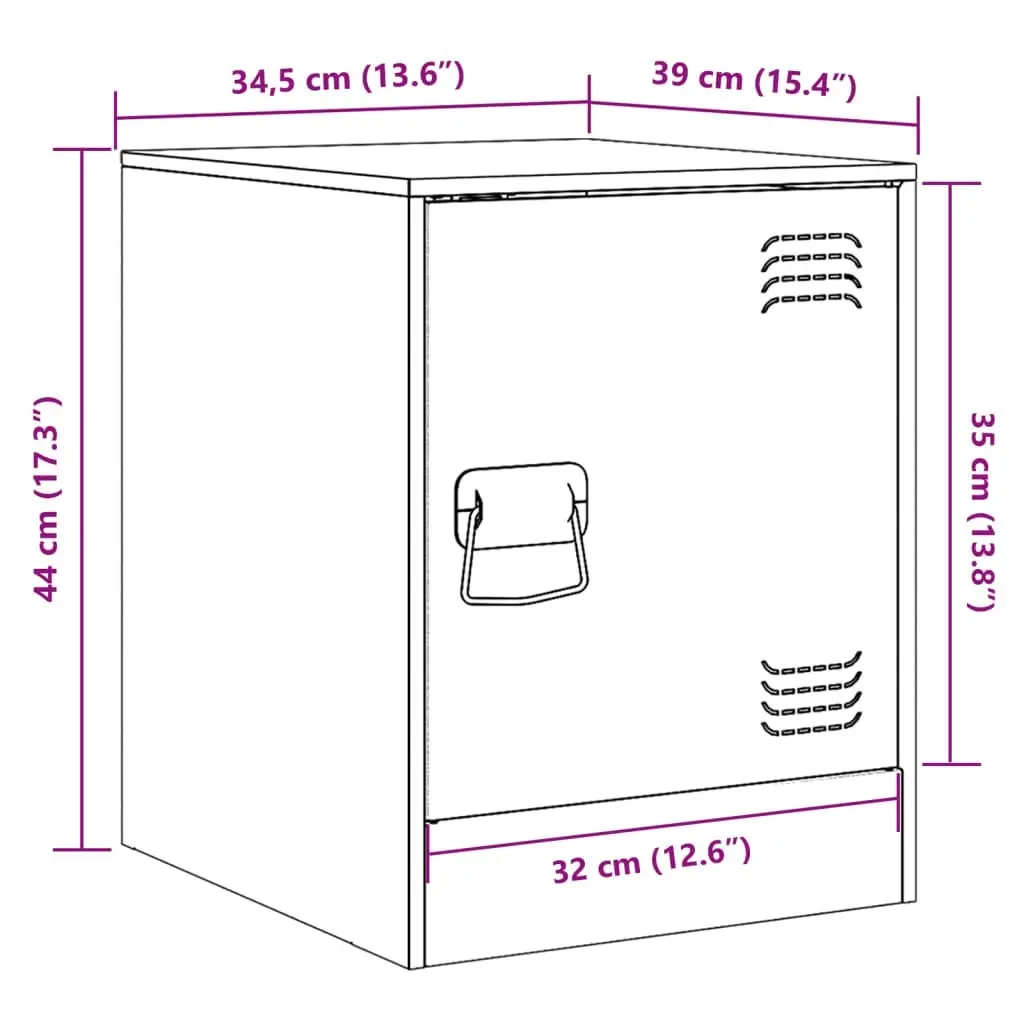 Bedside Cabinets 2pcs Black 34.5x39x44 cm Steel 841608