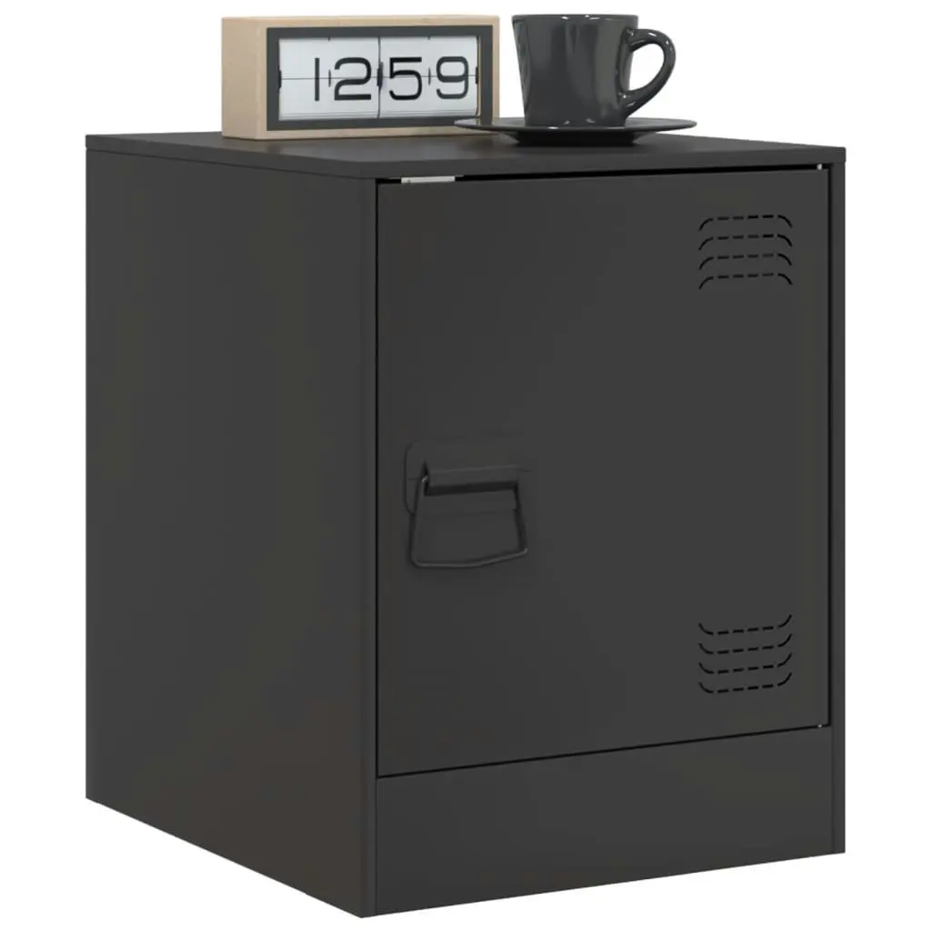 Bedside Cabinets 2pcs Black 34.5x39x44 cm Steel 841608