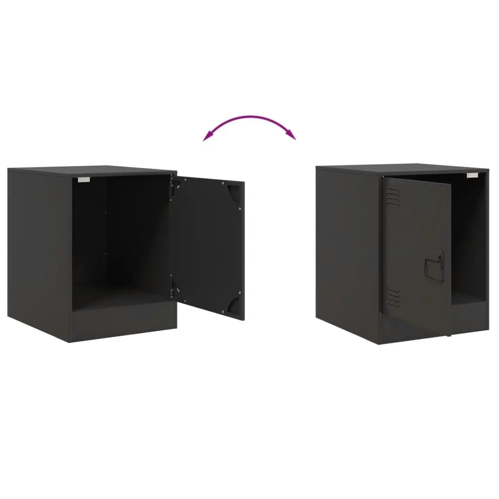 Bedside Cabinets 2pcs Black 34.5x39x44 cm Steel 841608