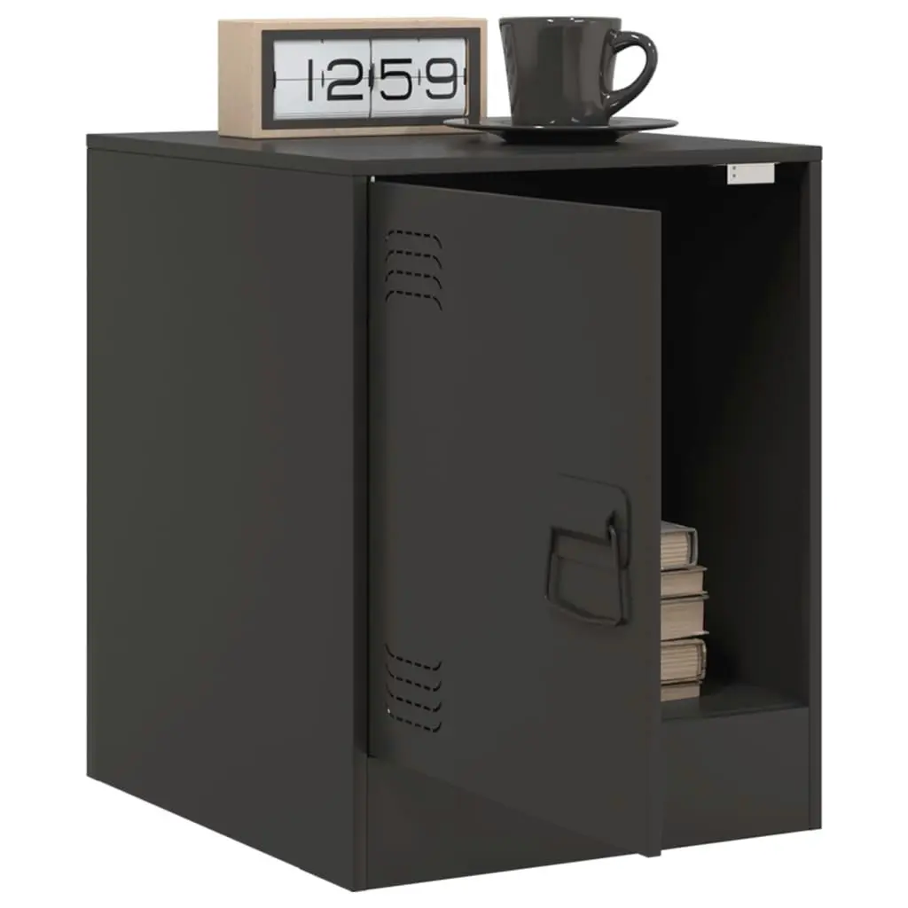 Bedside Cabinets 2pcs Black 34.5x39x44 cm Steel 841608