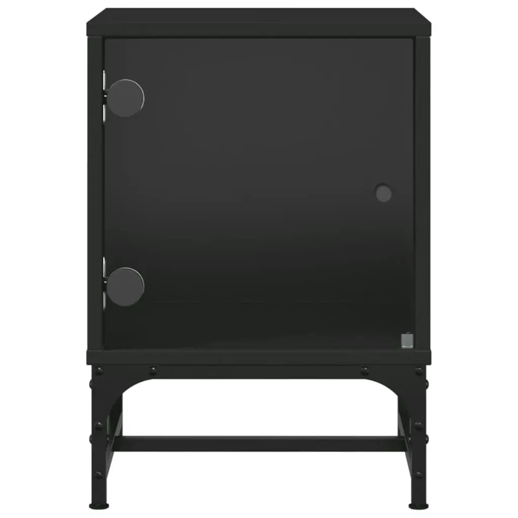 Bedside Cabinets with Glass Doors 2 pcs Black 35x37x50 cm 836521