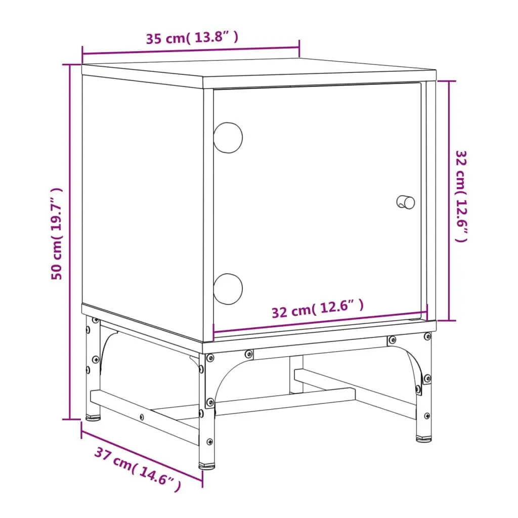 Bedside Cabinets with Glass Doors 2 pcs Black 35x37x50 cm 836521