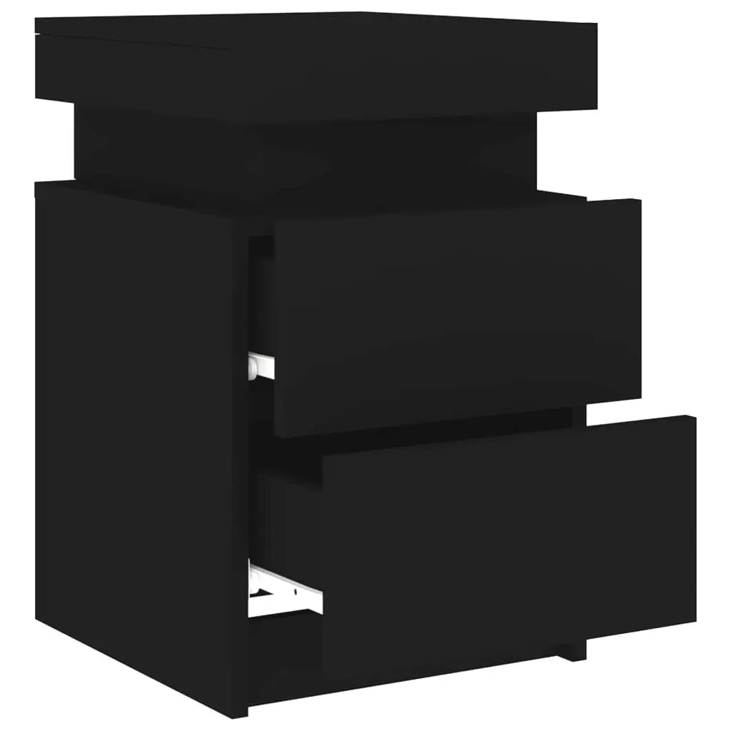 Bedside Cabinets with LED Lights 2 pcs Black 35x39x55 cm 836752