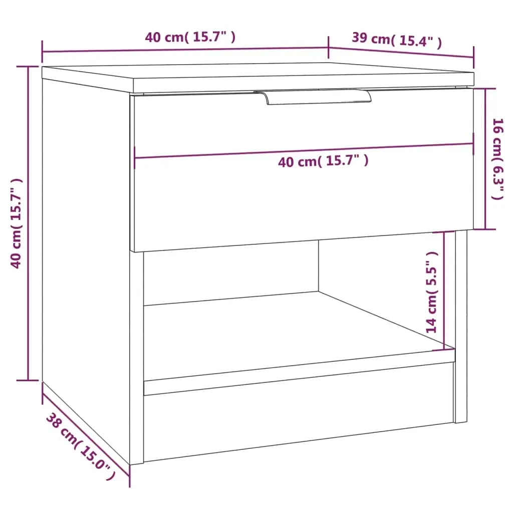 Bedside Cabinets 2 pcs Smoked Oak Engineered Wood 817046