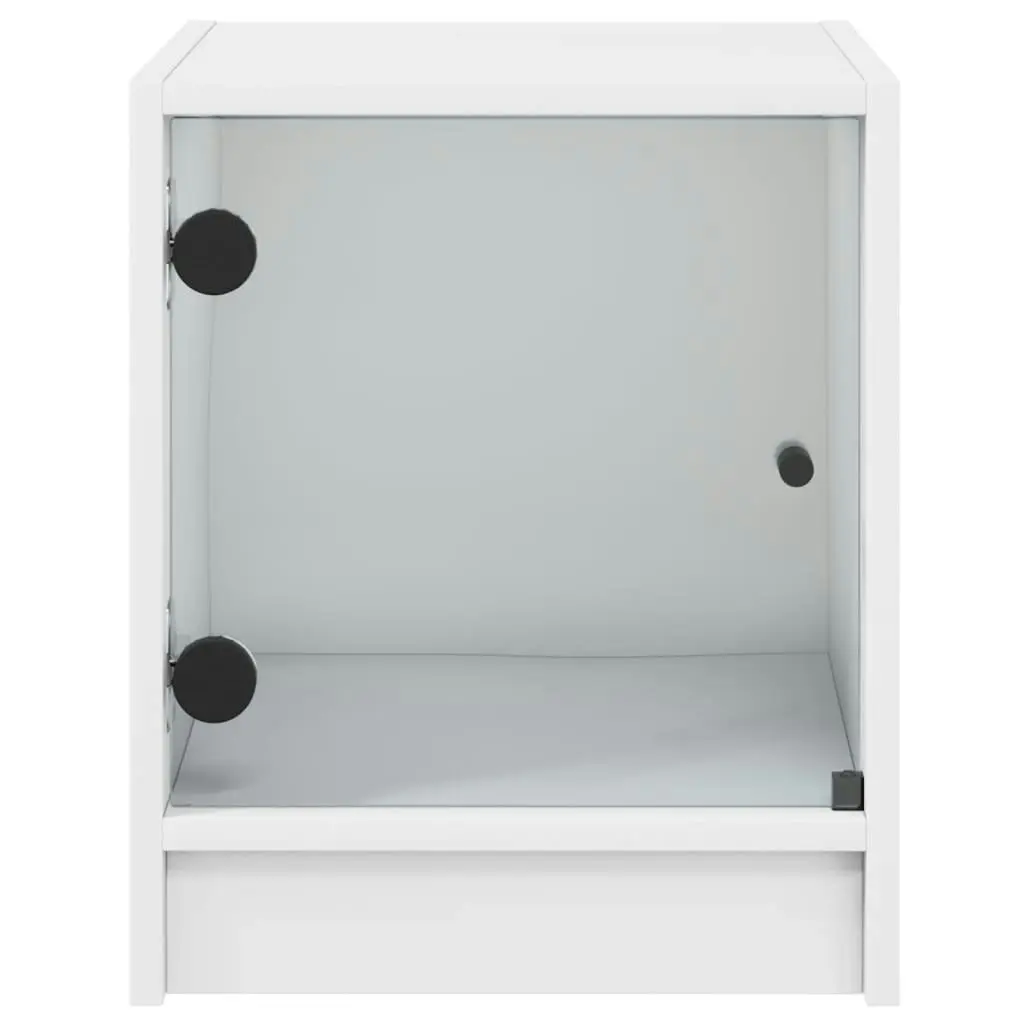 Bedside Cabinets with Glass Doors 2 pcs White 35x37x42 cm 836344