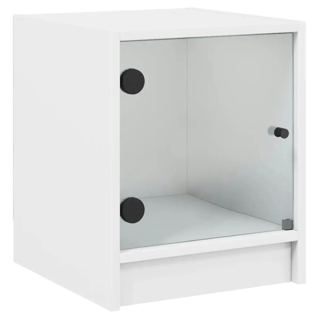 Bedside Cabinets with Glass Doors 2 pcs White 35x37x42 cm 836344