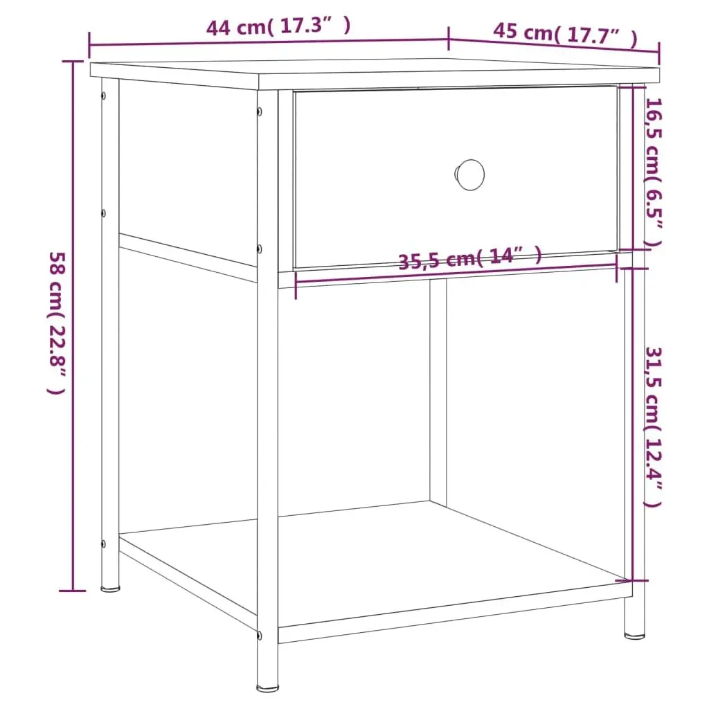 Bedside Tables 2 pcs Brown Oak 44x45x58 cm Engineered Wood 825852