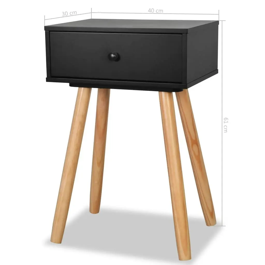 Bedside Tables 2 pcs Solid Pinewood 40x30x61 cm Black 244741