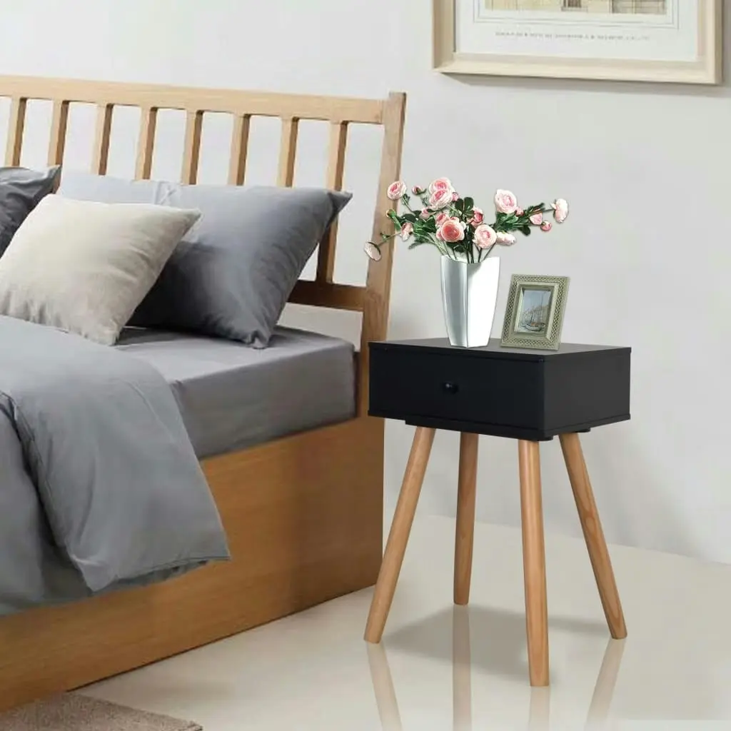 Bedside Tables 2 pcs Solid Pinewood 40x30x61 cm Black 244741