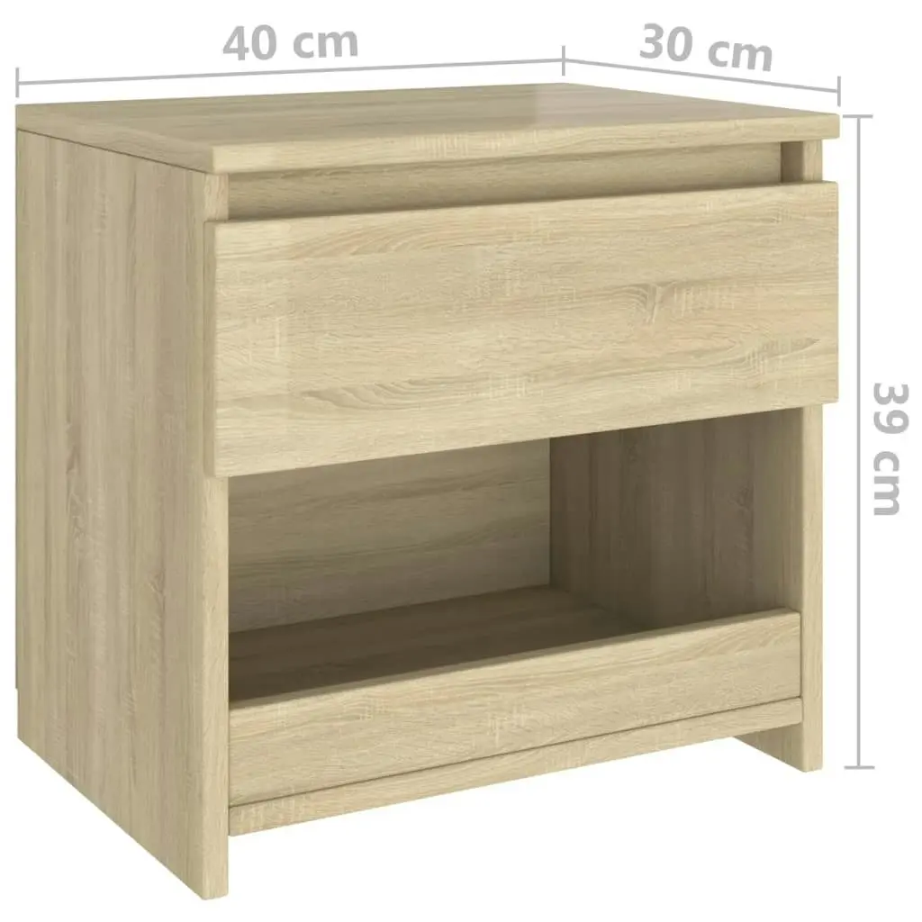 Bedside Cabinets 2 pcs Sonoma Oak 40x30x39 cm Engineered Wood 803450