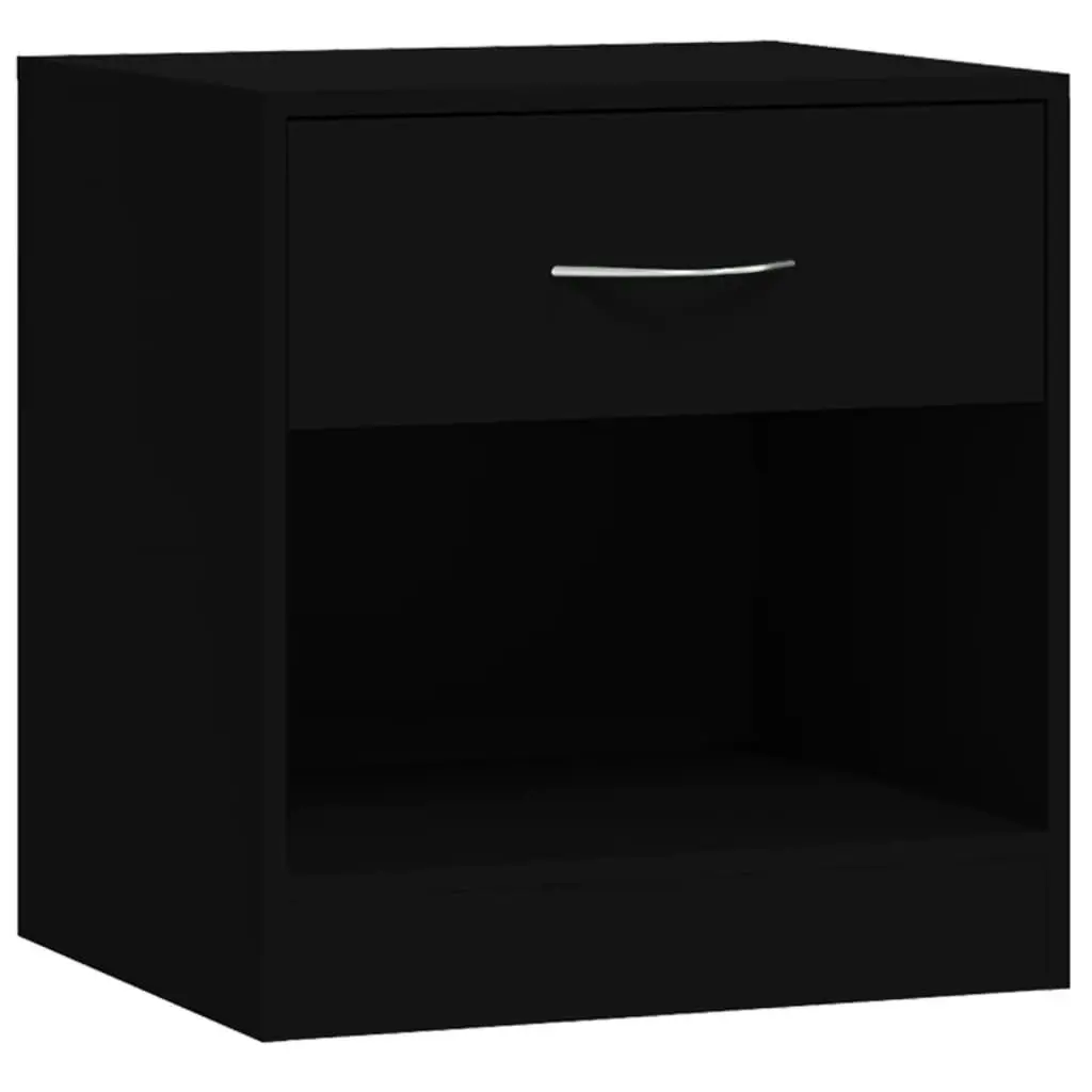 Bedside Cabinets 2 pcs with Drawer Black 342583