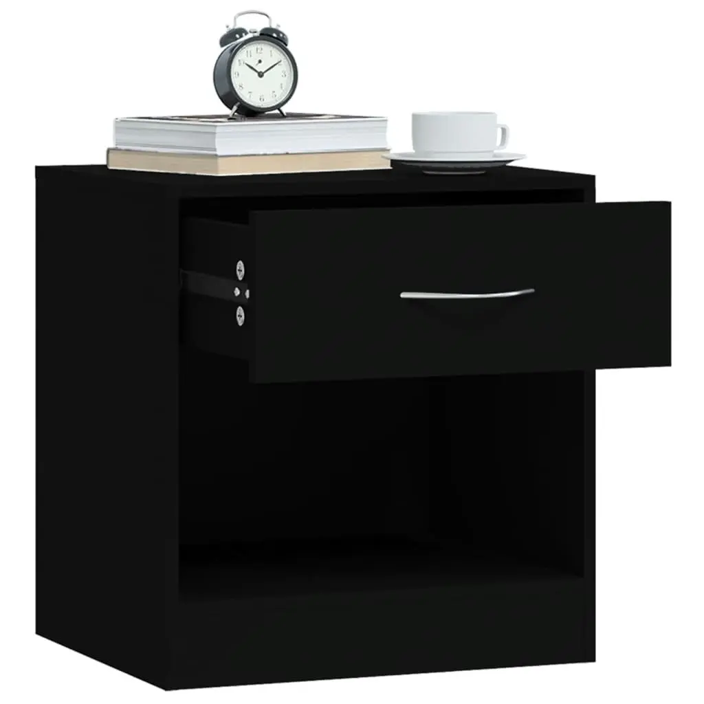 Bedside Cabinets 2 pcs with Drawer Black 342583