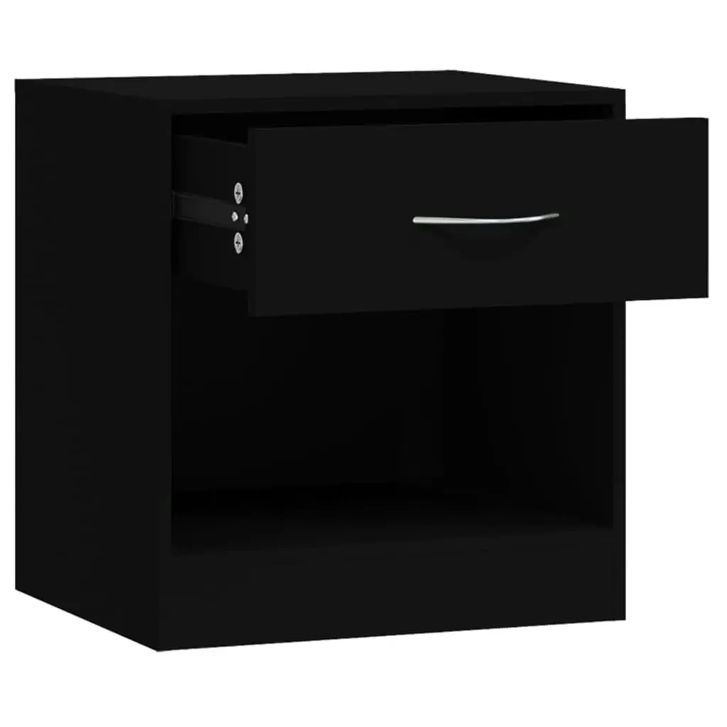 Bedside Cabinets 2 pcs with Drawer Black 342583