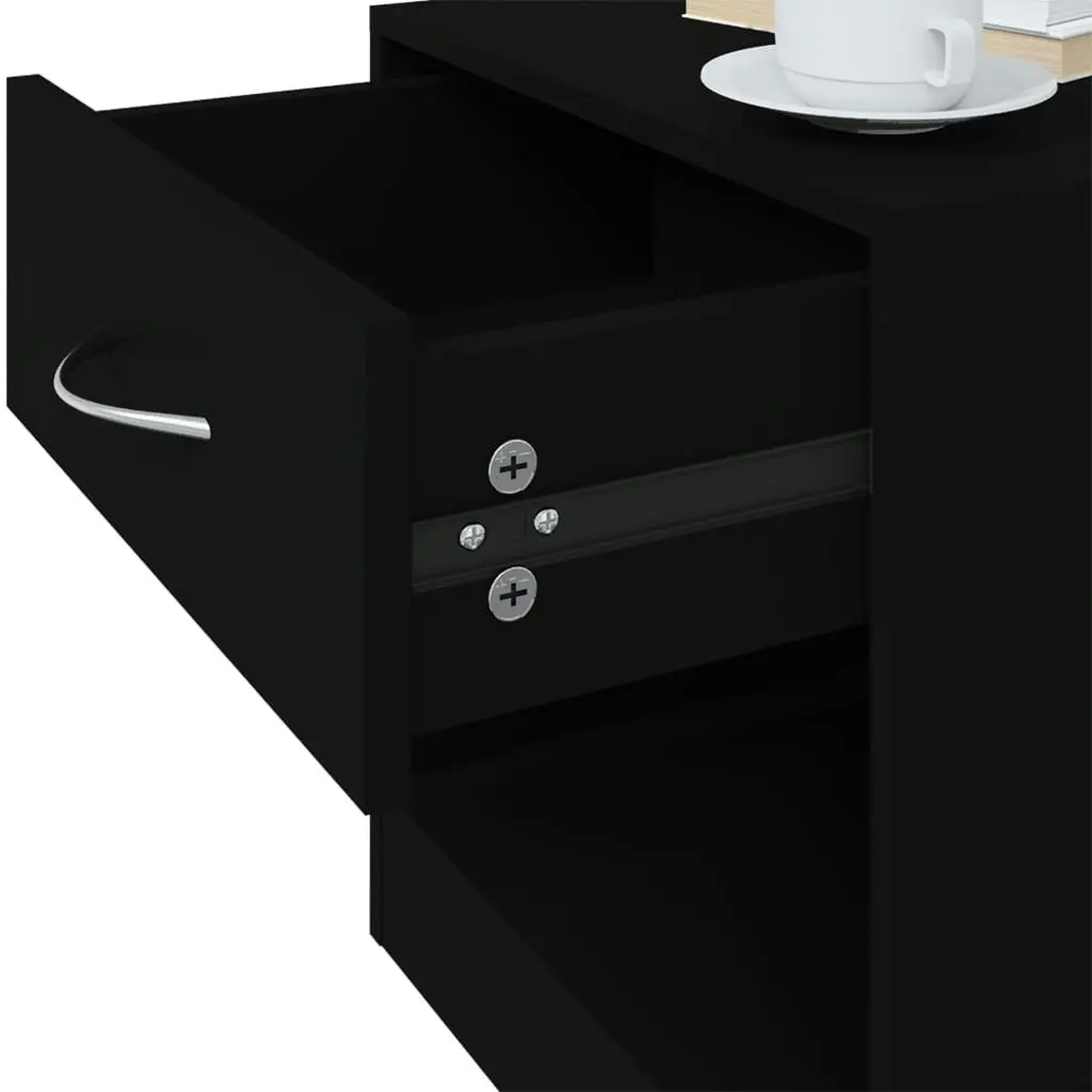 Bedside Cabinets 2 pcs with Drawer Black 342583