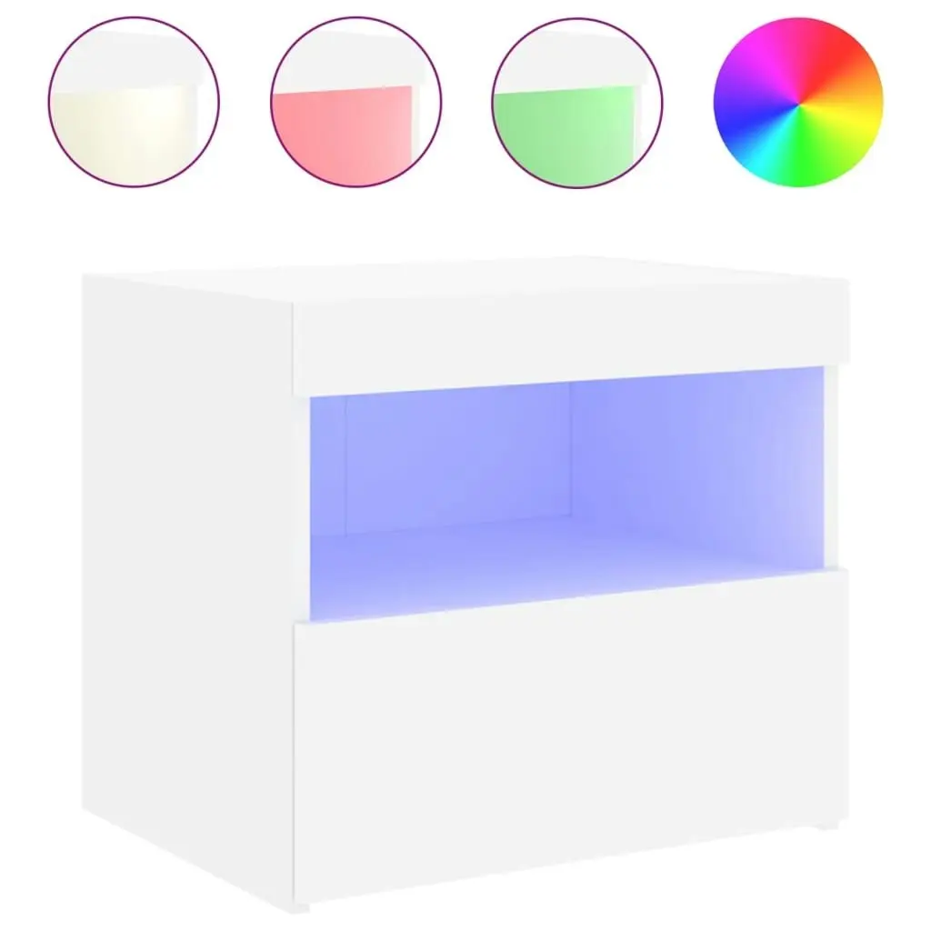 Bedside Cabinets with LED Lights 2 pcs White 50x40x45 cm 836764