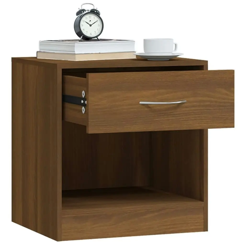 Bedside Cabinets 2 pcs with Drawer Brown Oak 342588