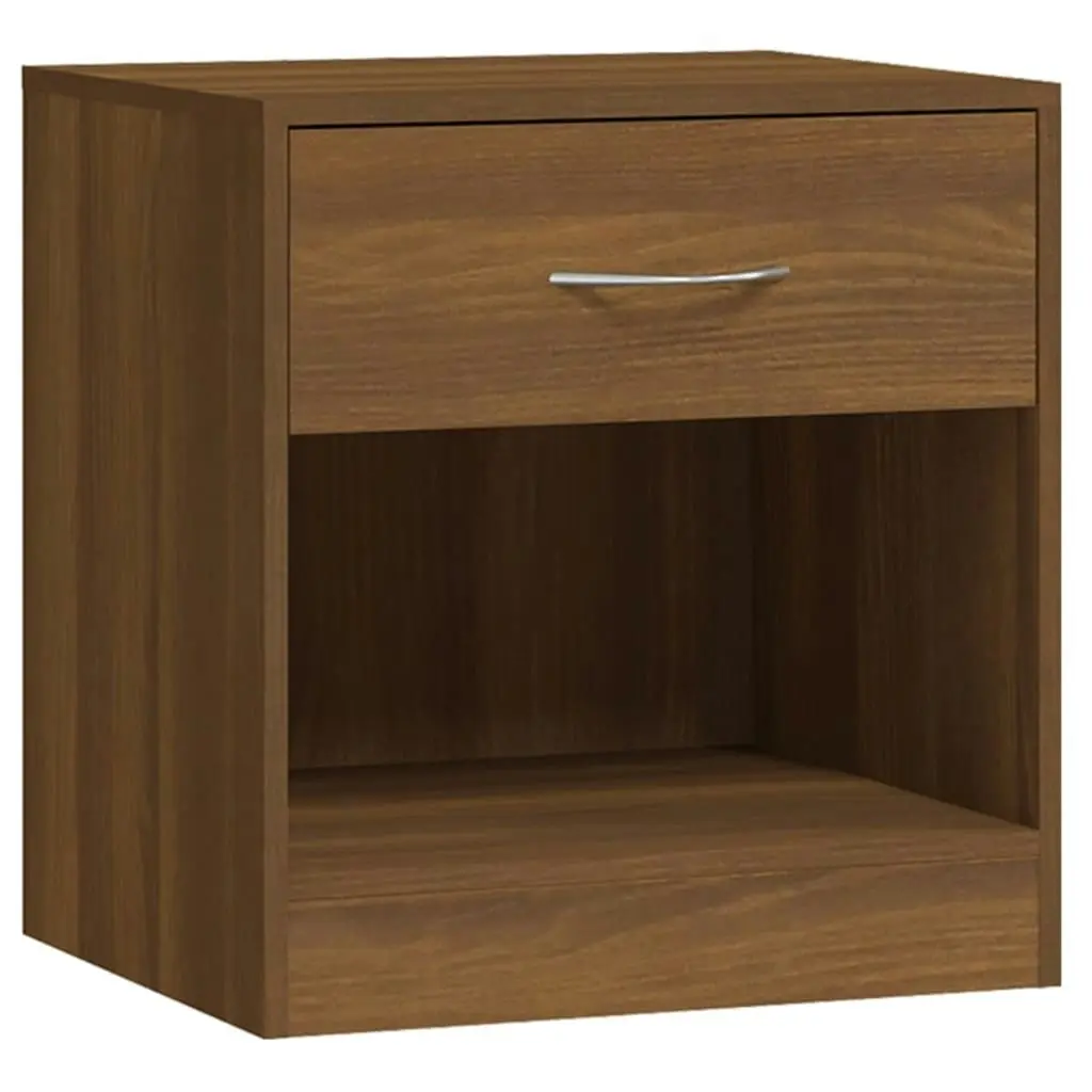 Bedside Cabinets 2 pcs with Drawer Brown Oak 342588