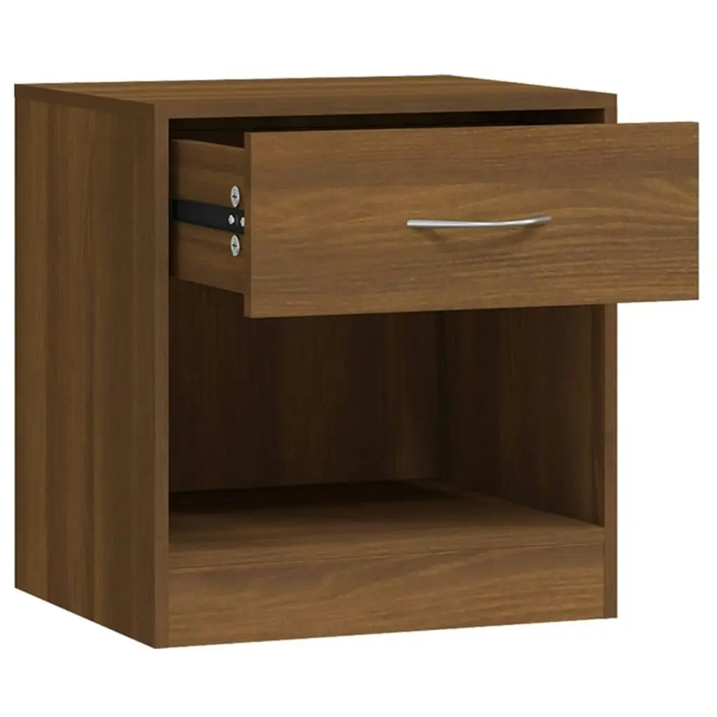 Bedside Cabinets 2 pcs with Drawer Brown Oak 342588