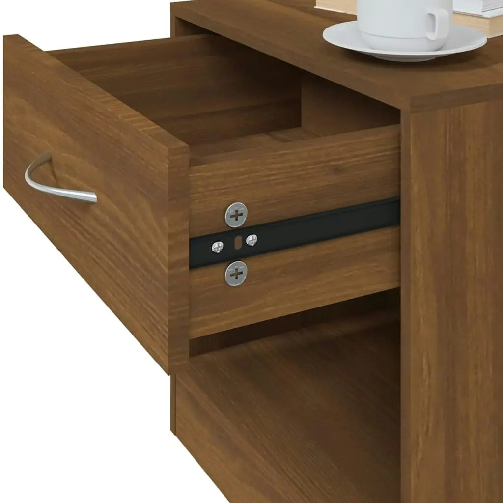 Bedside Cabinets 2 pcs with Drawer Brown Oak 342588