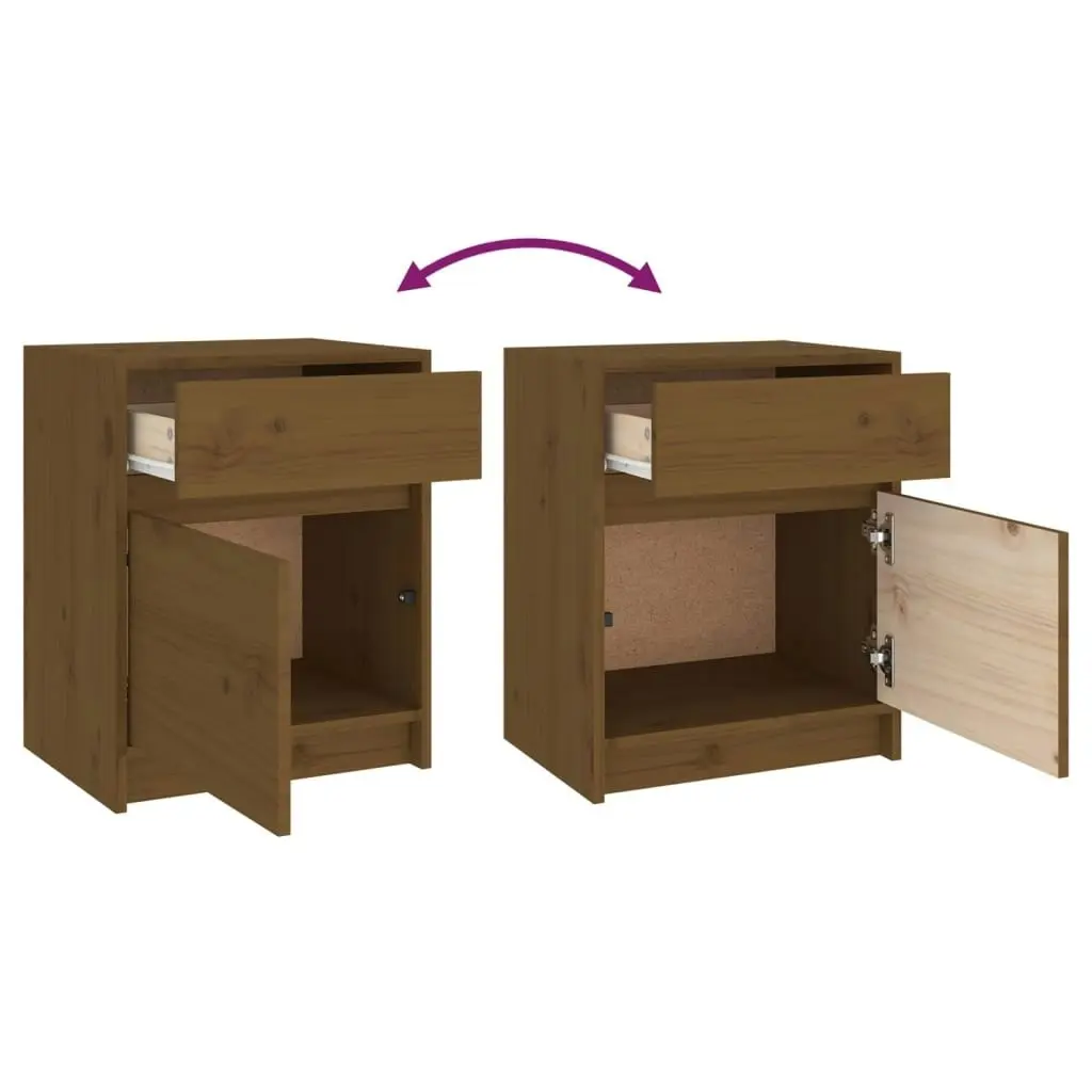 Bedside Cabinets 2 pcs Honey Brown 40x31x50 cm Solid Pinewood 808130