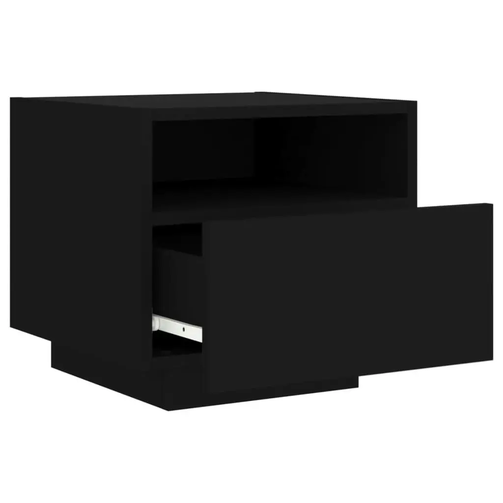 Bedside Cabinets with LED Lights 2 pcs Black 40x39x37 cm 836801