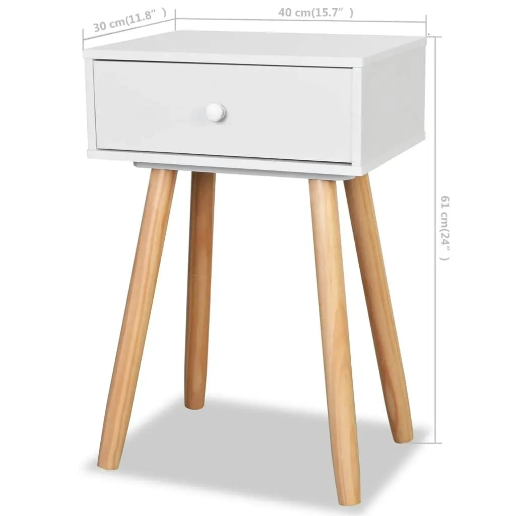 Bedside Tables 2 pcs Solid Pinewood 40x30x61 cm White 244740