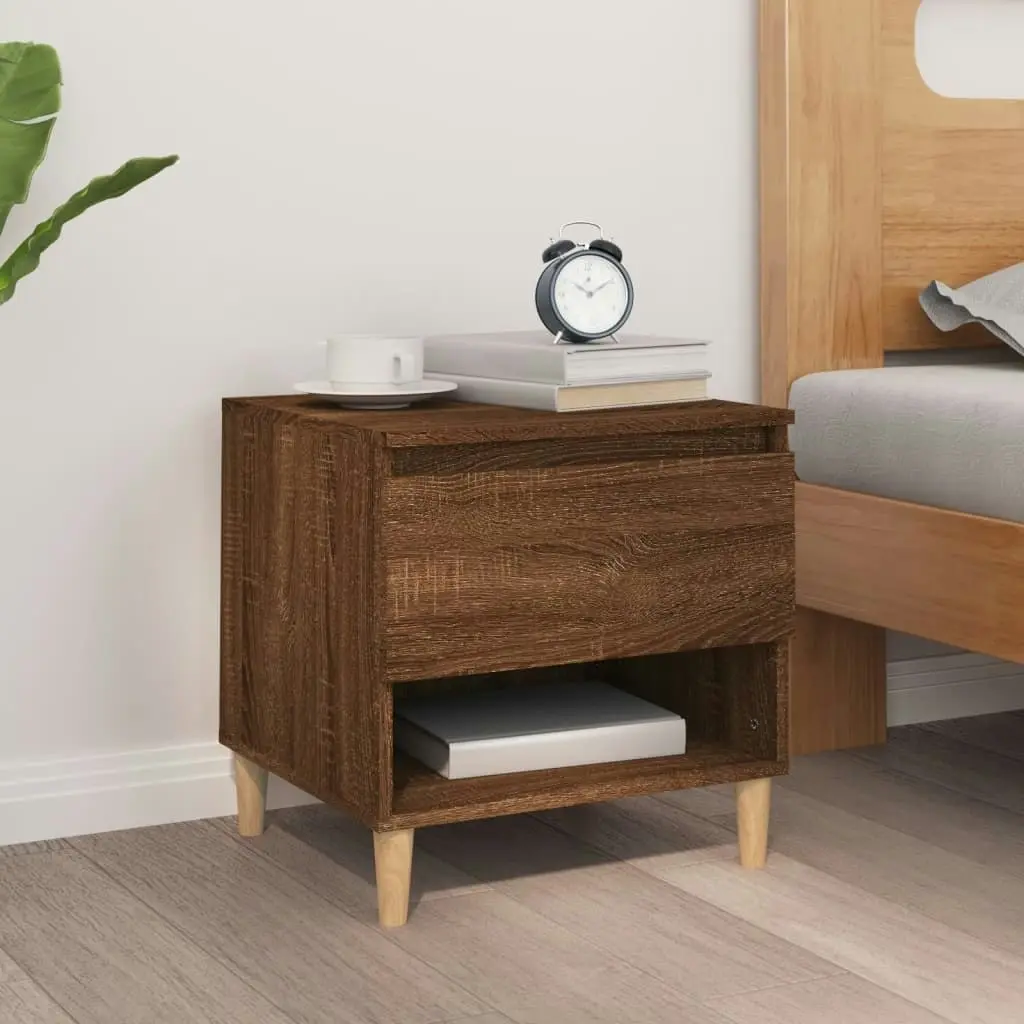 Bedside Table Brown Oak 50x46x50 cm Engineered Wood 819546