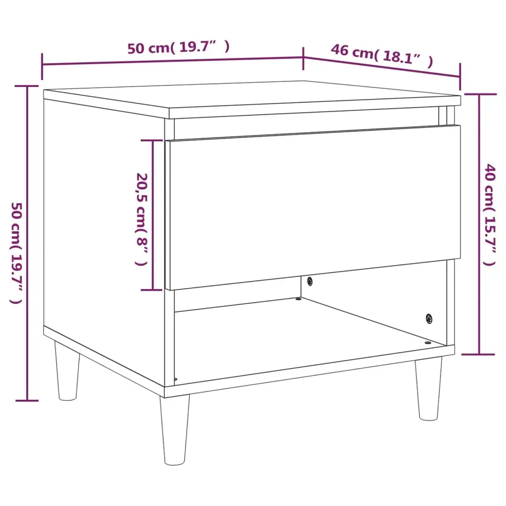 Bedside Table Brown Oak 50x46x50 cm Engineered Wood 819546