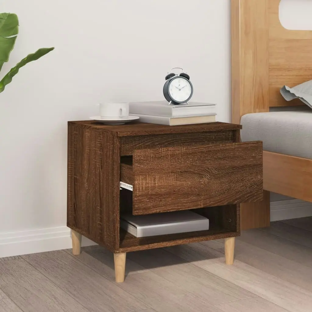 Bedside Table Brown Oak 50x46x50 cm Engineered Wood 819546