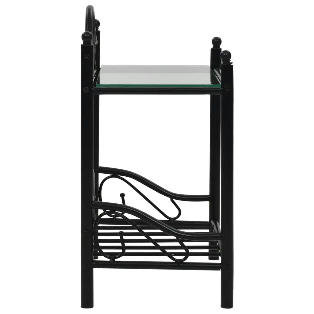 Bedside Tables 2 pcs Steel and Tempered Glass 45x30.5x60 cm Black 246727