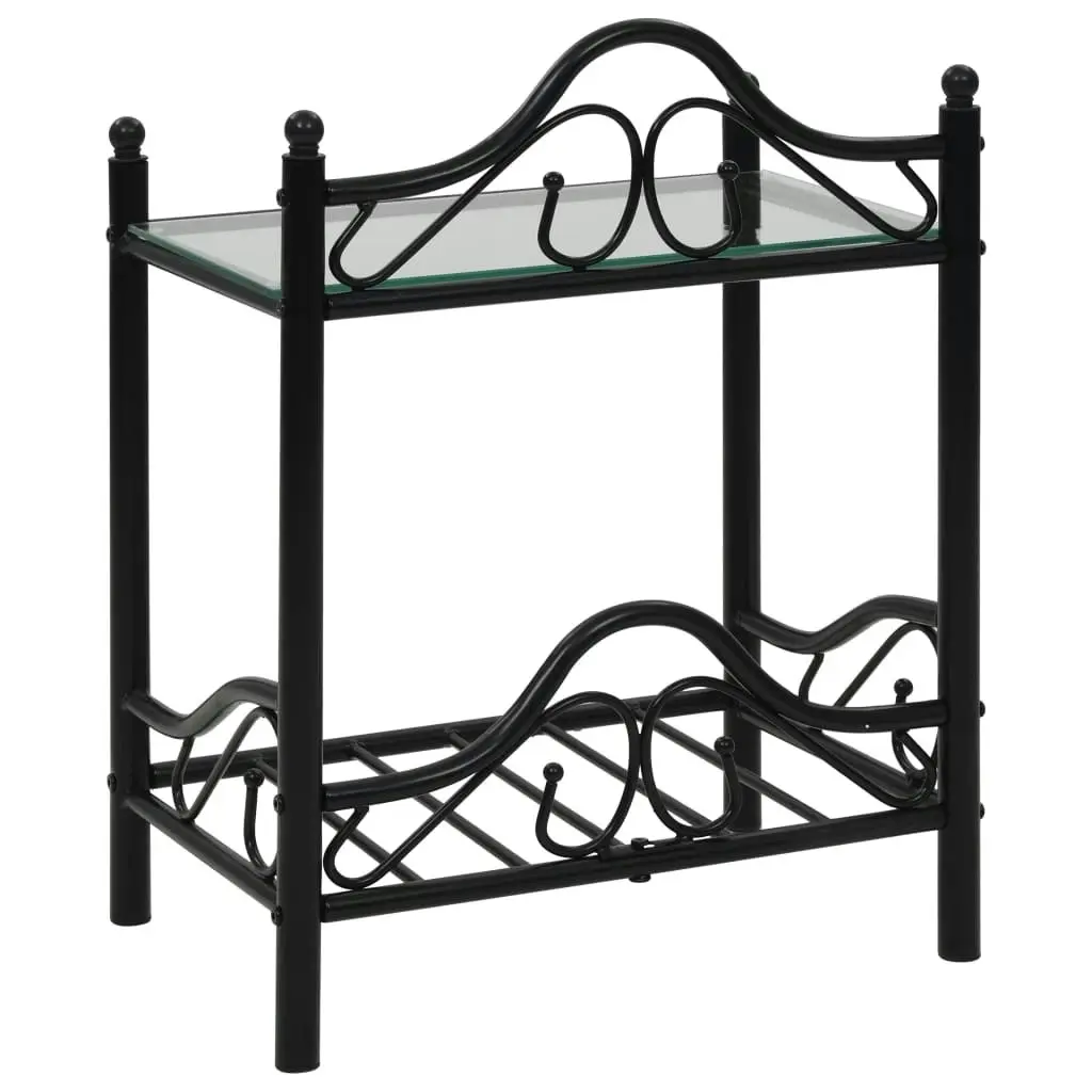 Bedside Tables 2 pcs Steel and Tempered Glass 45x30.5x60 cm Black 246727