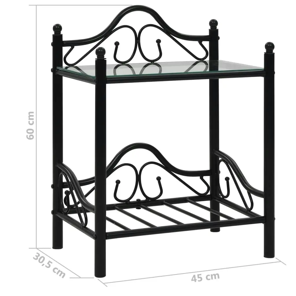 Bedside Tables 2 pcs Steel and Tempered Glass 45x30.5x60 cm Black 246727