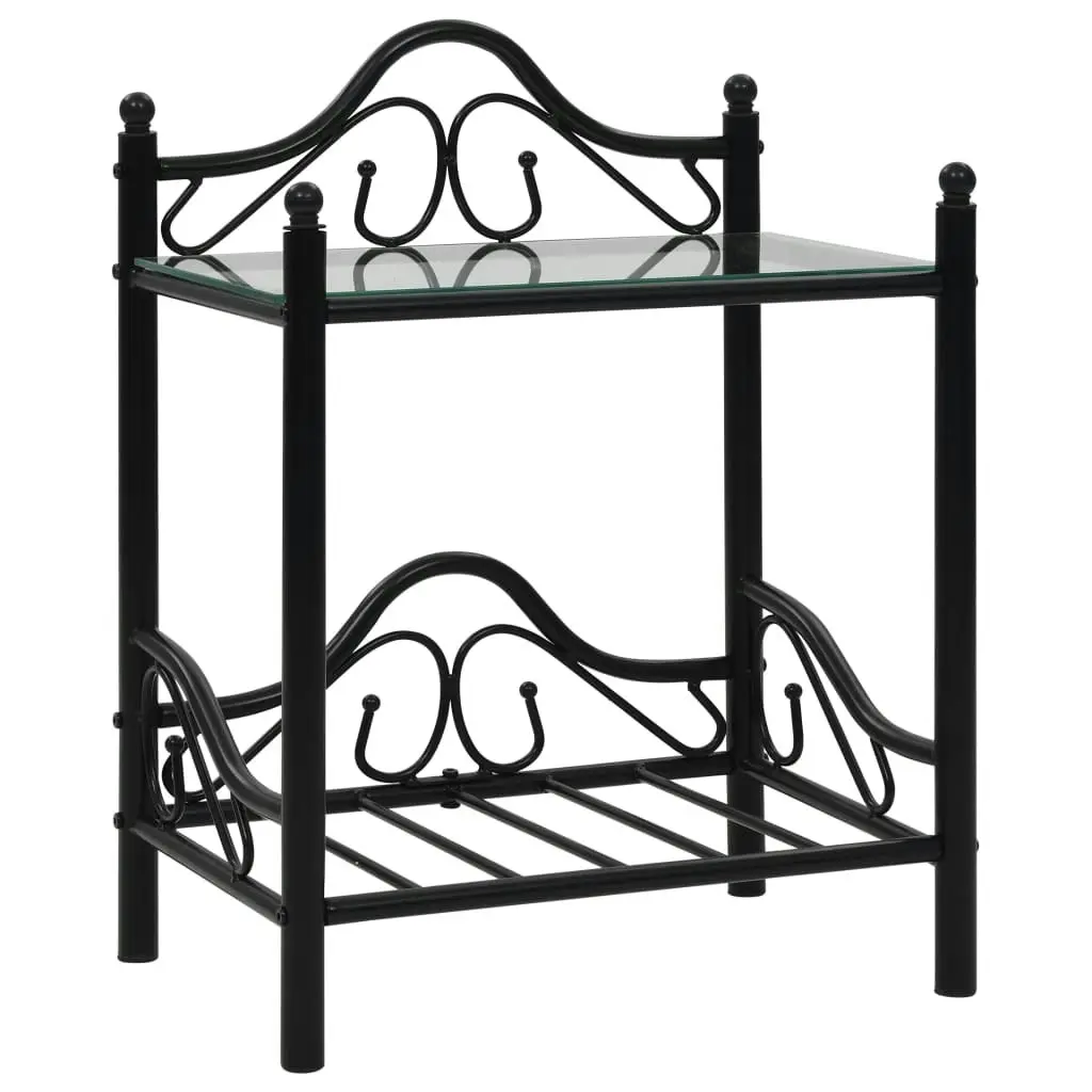 Bedside Tables 2 pcs Steel and Tempered Glass 45x30.5x60 cm Black 246727