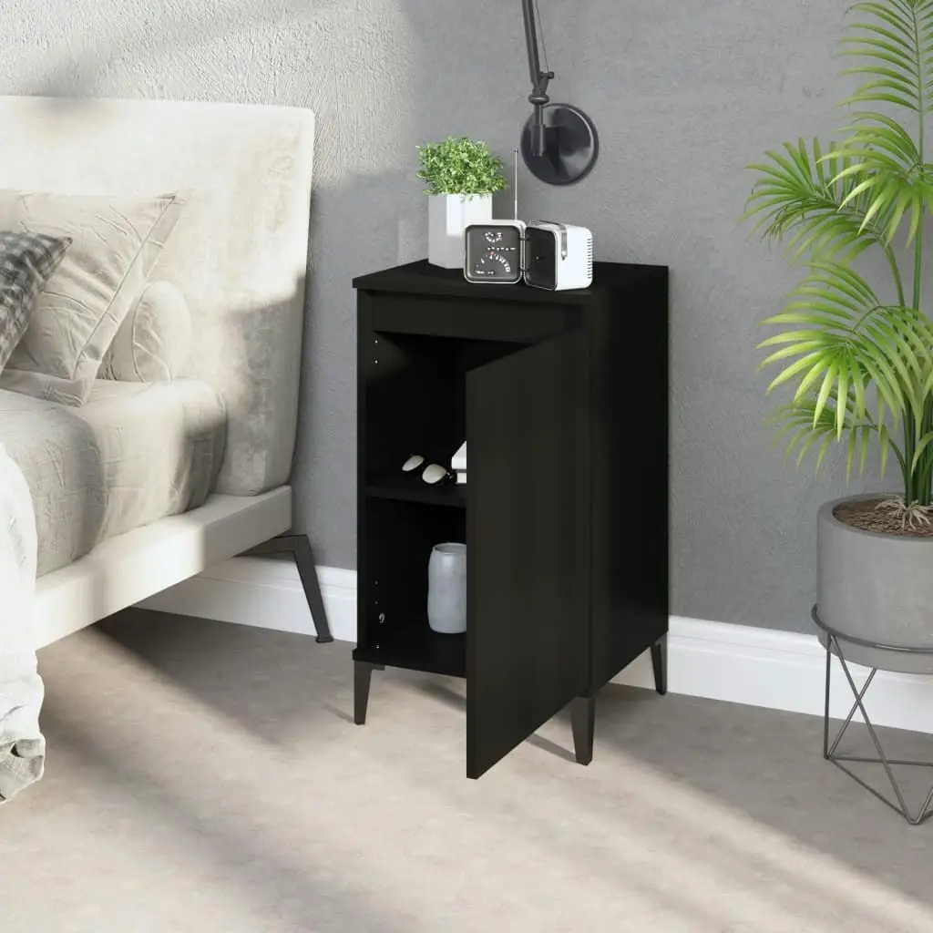 Bedside Cabinets 2 pcs Black 40x35x70 cm Engineered Wood 819647