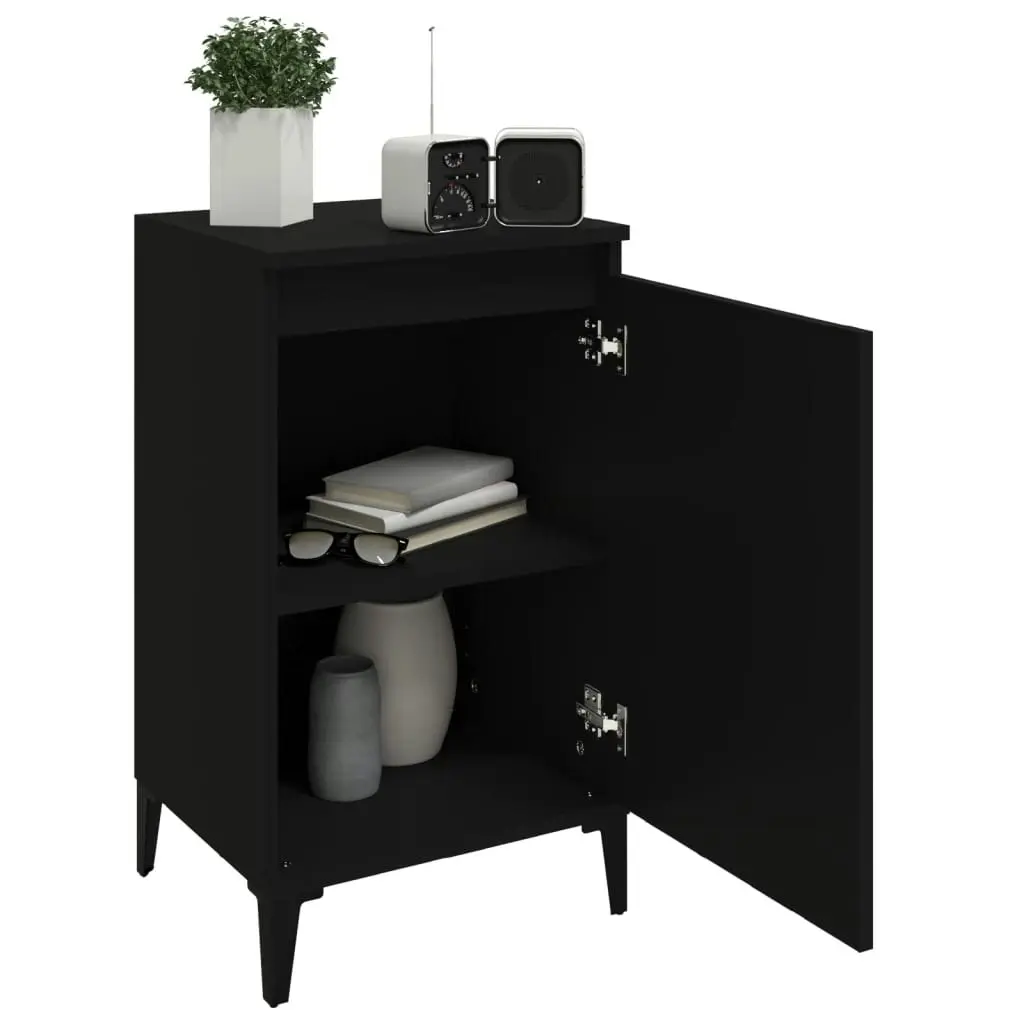 Bedside Cabinets 2 pcs Black 40x35x70 cm Engineered Wood 819647