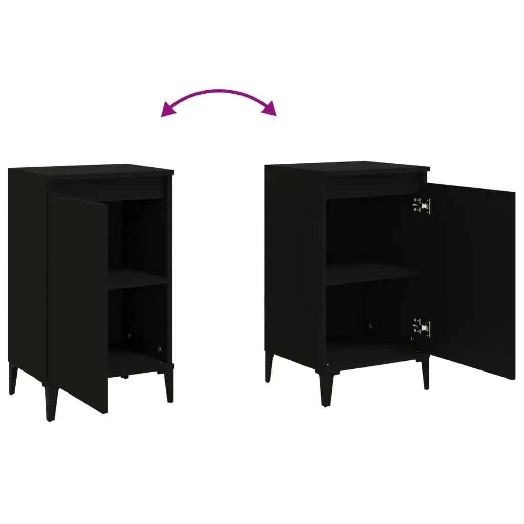 Bedside Cabinets 2 pcs Black 40x35x70 cm Engineered Wood 819647