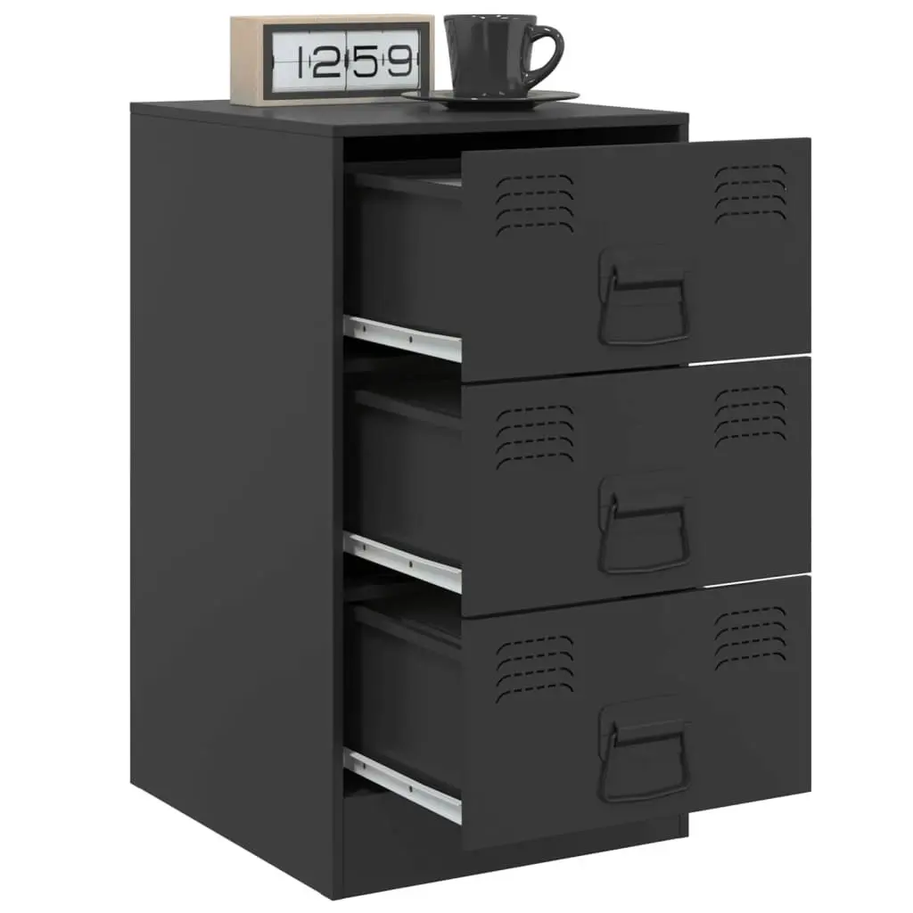 Bedside Cabinets 2pcs Black 34.5x39x62 cm Steel 841776