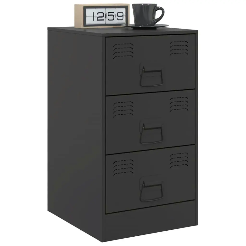 Bedside Cabinets 2pcs Black 34.5x39x62 cm Steel 841776