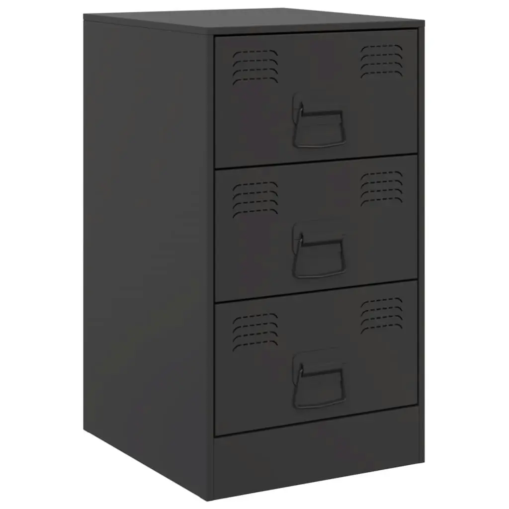 Bedside Cabinets 2pcs Black 34.5x39x62 cm Steel 841776